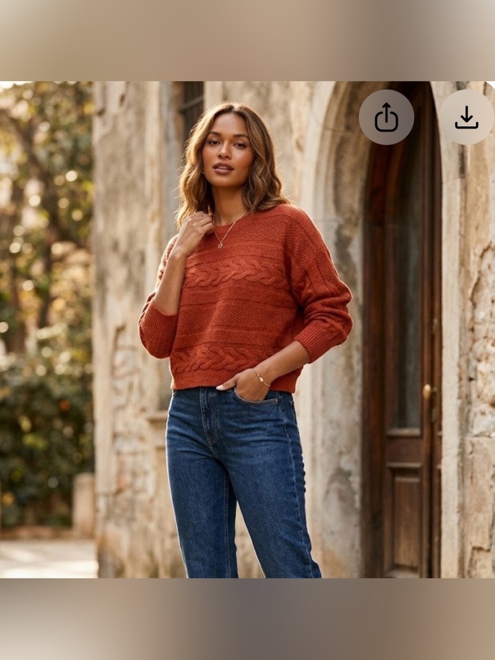 This textured sweater from Olive & Oak stands out for its striking rust orange h